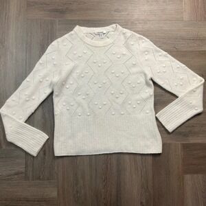 Splendid Julia Diamond Pointelle Wool Alpaca Blend Sweater Womens Medium Ivory